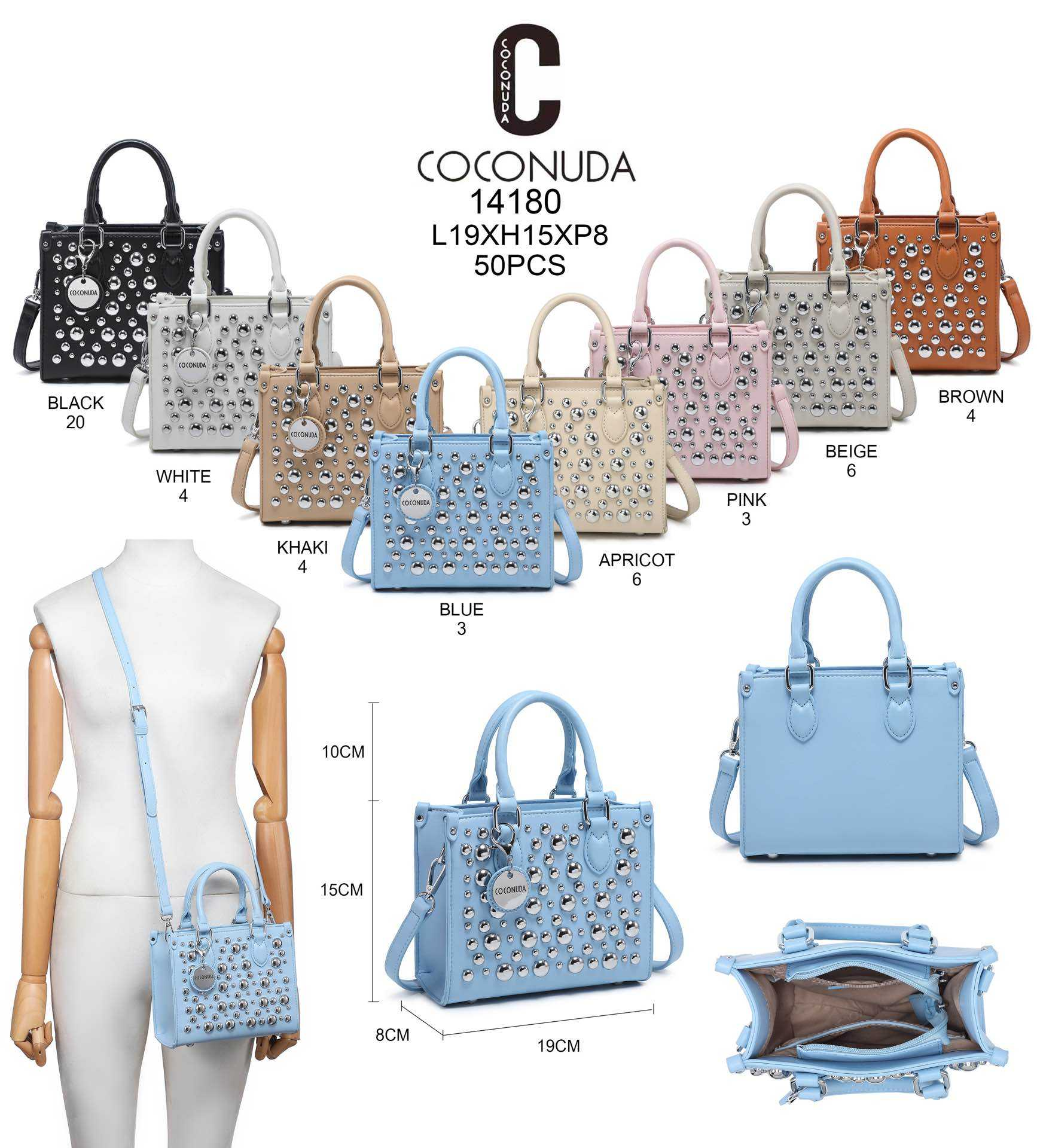 COCONUDA 14180 Mini Handtasche mit Nieten