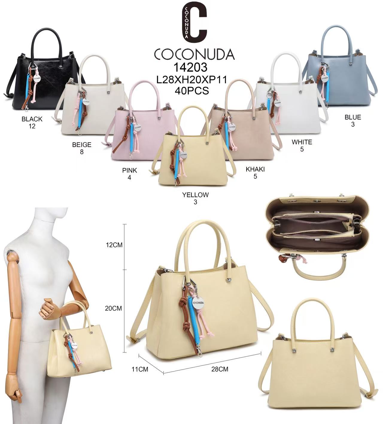 COCONUDA 14203 Elegante Handtasche mit Anhänger