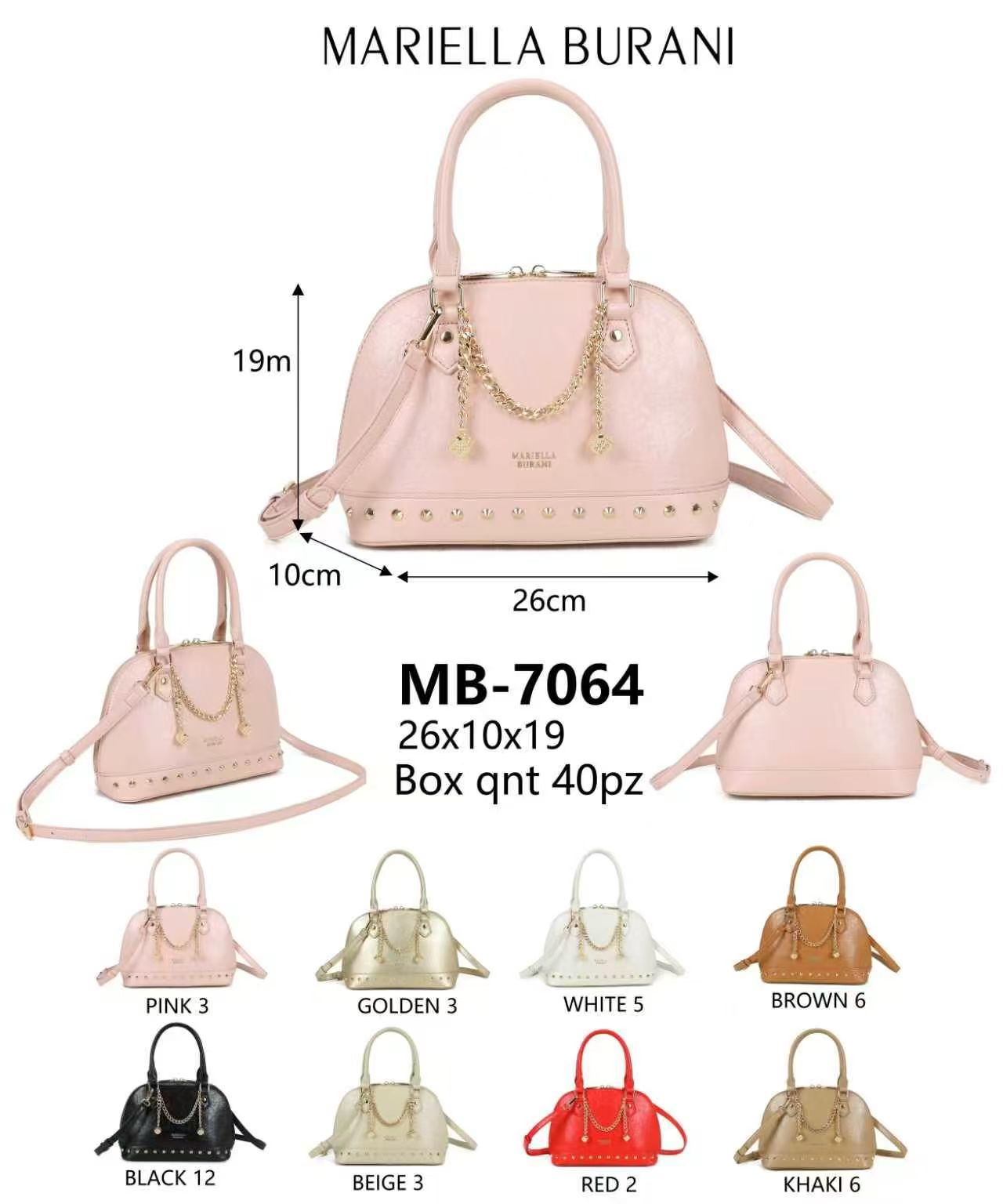 Mariella Burani MB-7064 Shell Bag mit Nieten